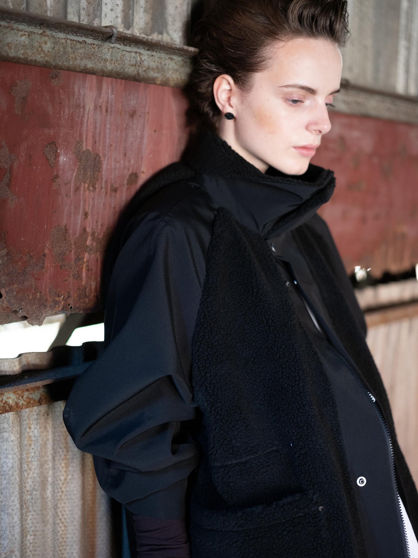 Taffeta X Boa Soutien Collar Coat