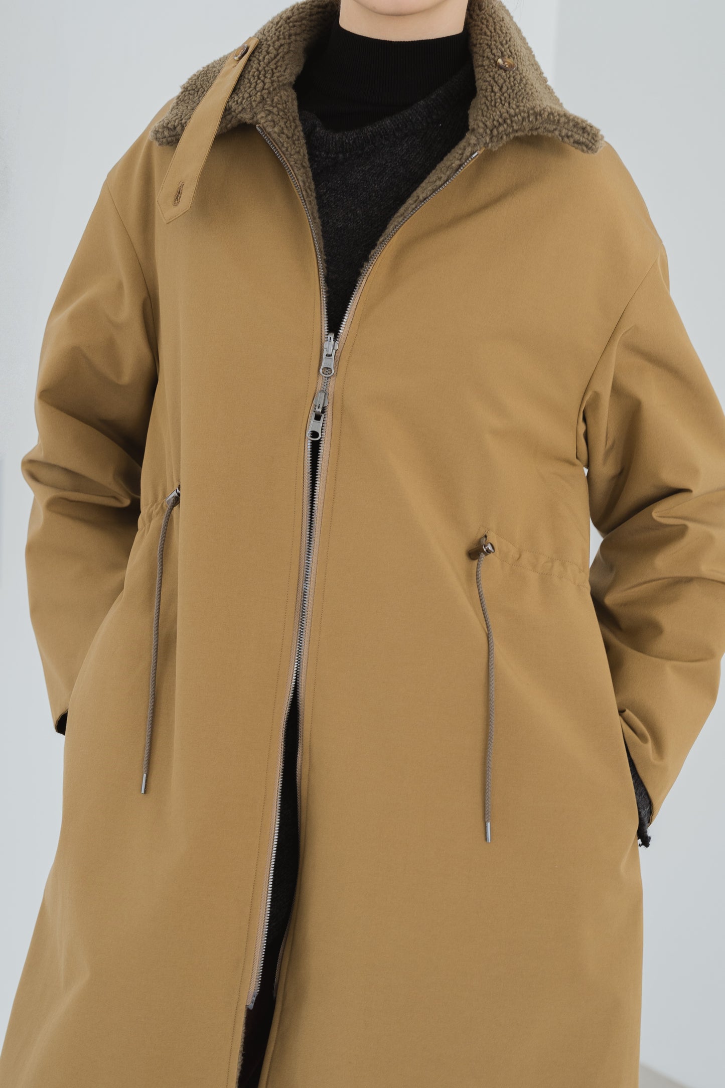 Taffeta X Boa Reversible Coat