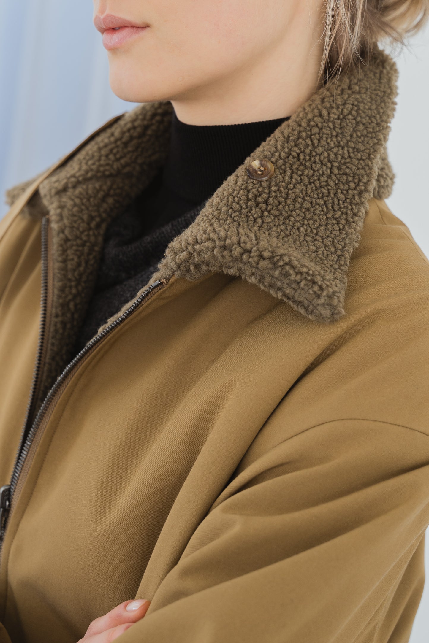 Taffeta X Boa Reversible Coat
