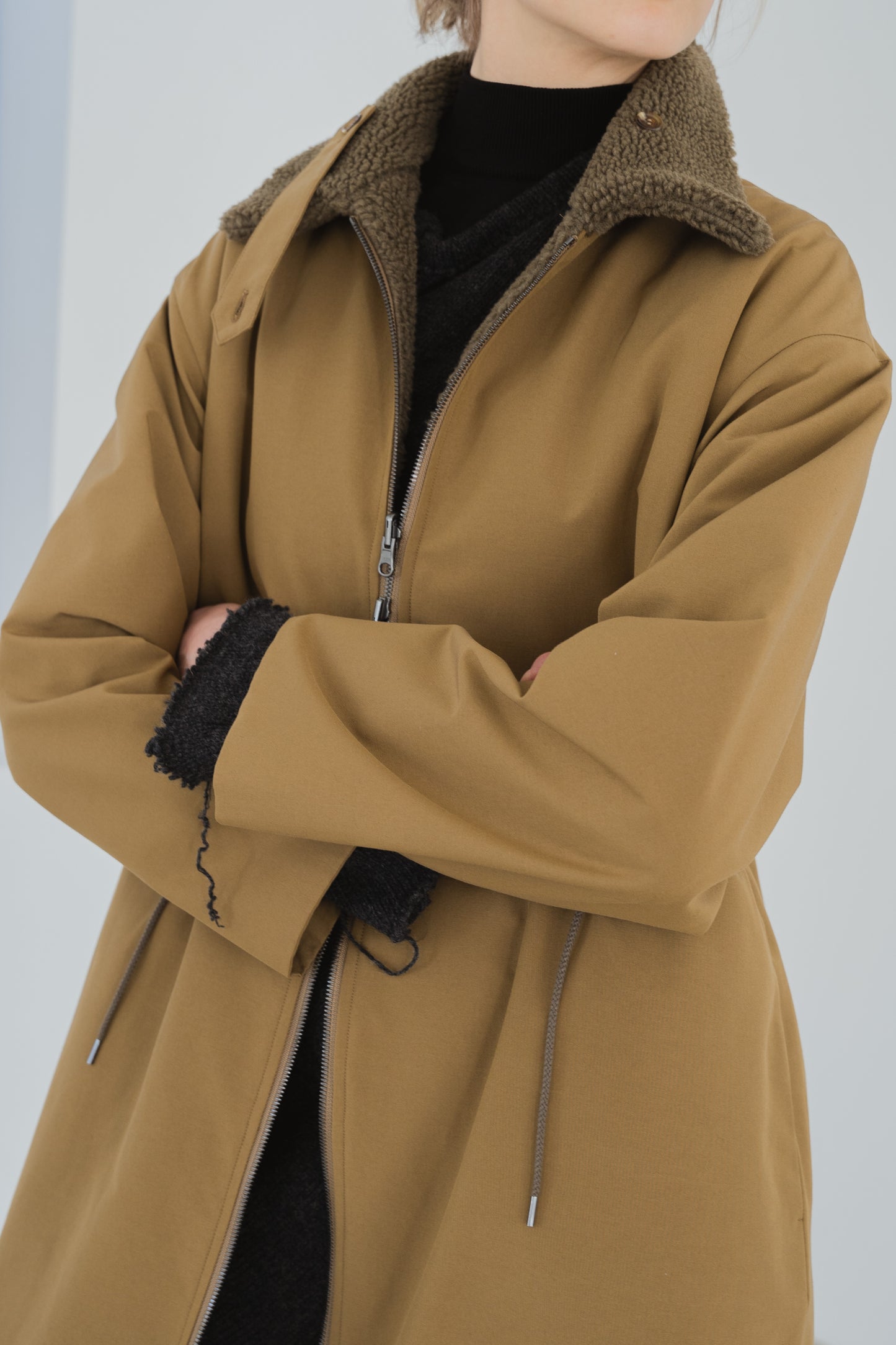 Taffeta X Boa Reversible Coat