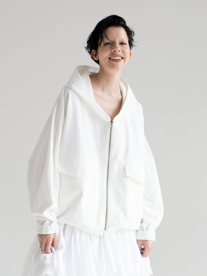 White Denim Hoodie Blouson
