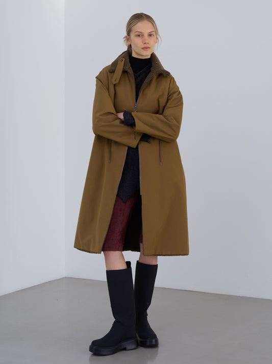 Taffeta X Boa Reversible Coat