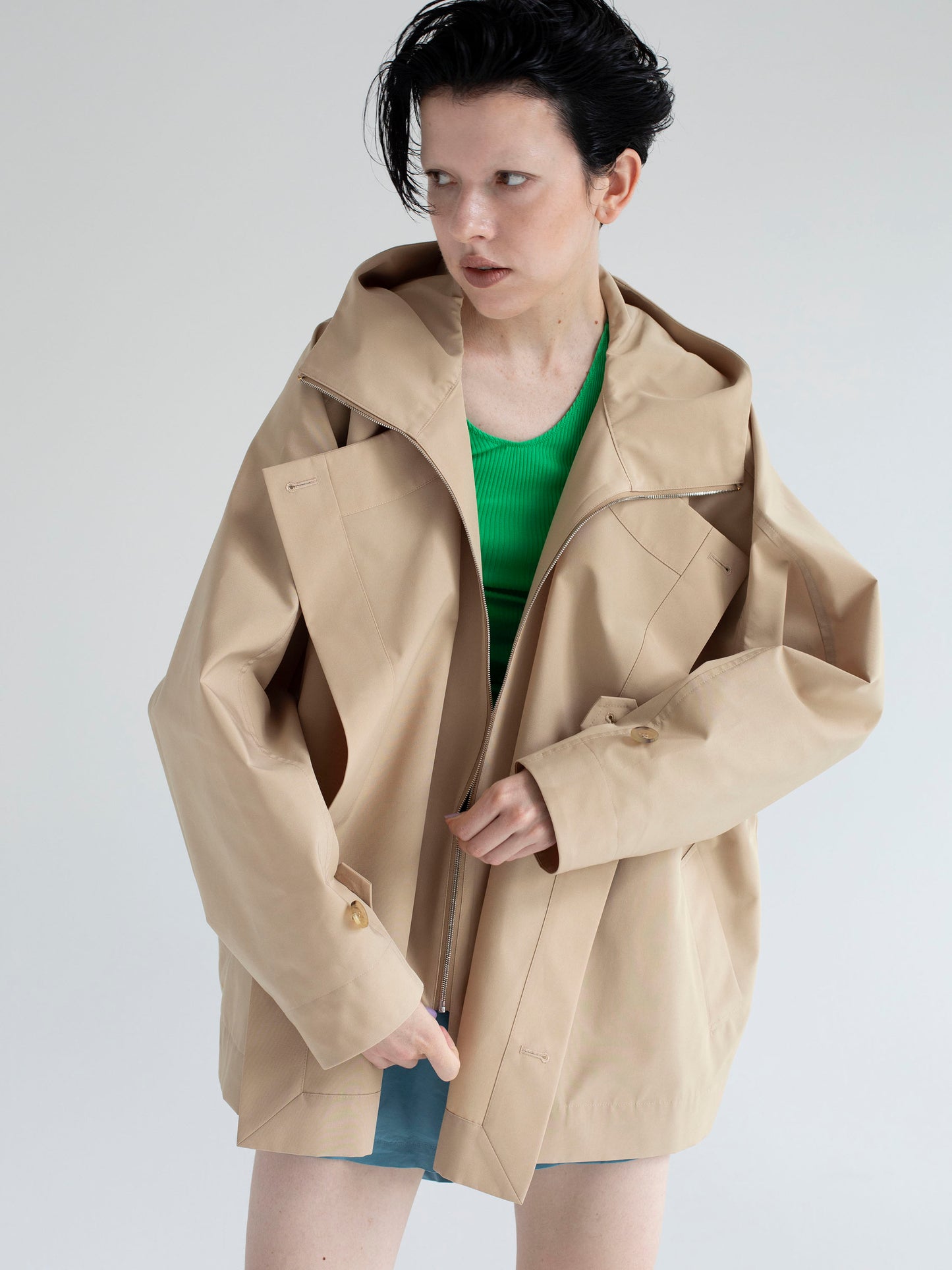 Taffeta Layered Short Coat