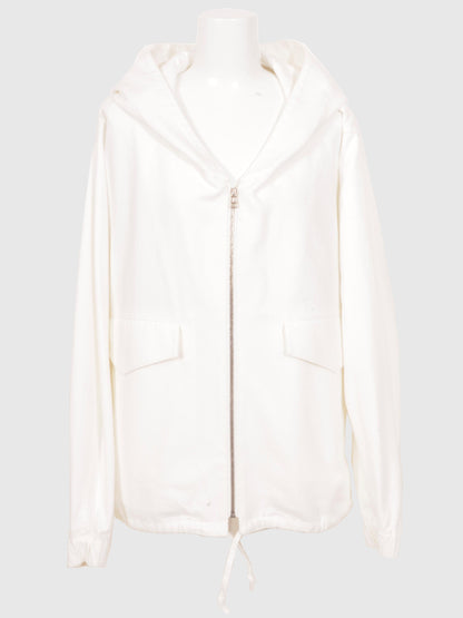 White Denim Hoodie Blouson