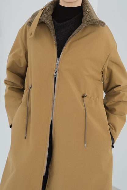 Taffeta X Boa Reversible Coat