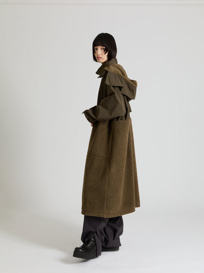 Taffeta × Boa Long Coat