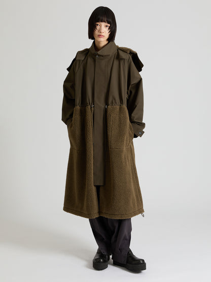 Taffeta × Boa Long Coat