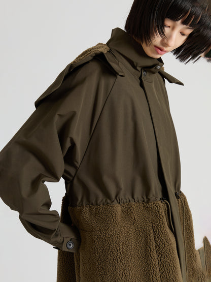 Taffeta × Boa Long Coat