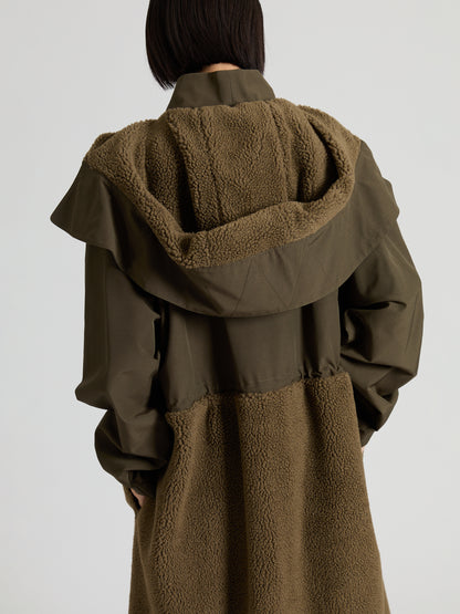 Taffeta × Boa Long Coat