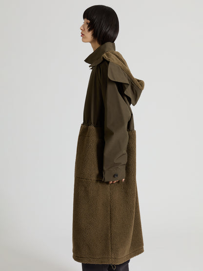 Taffeta × Boa Long Coat