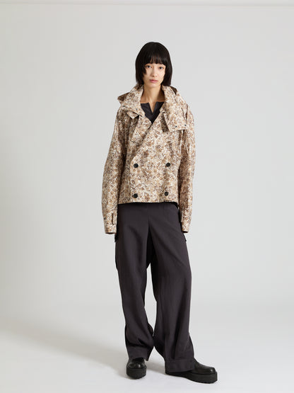 Printed Taffeta Short Trench