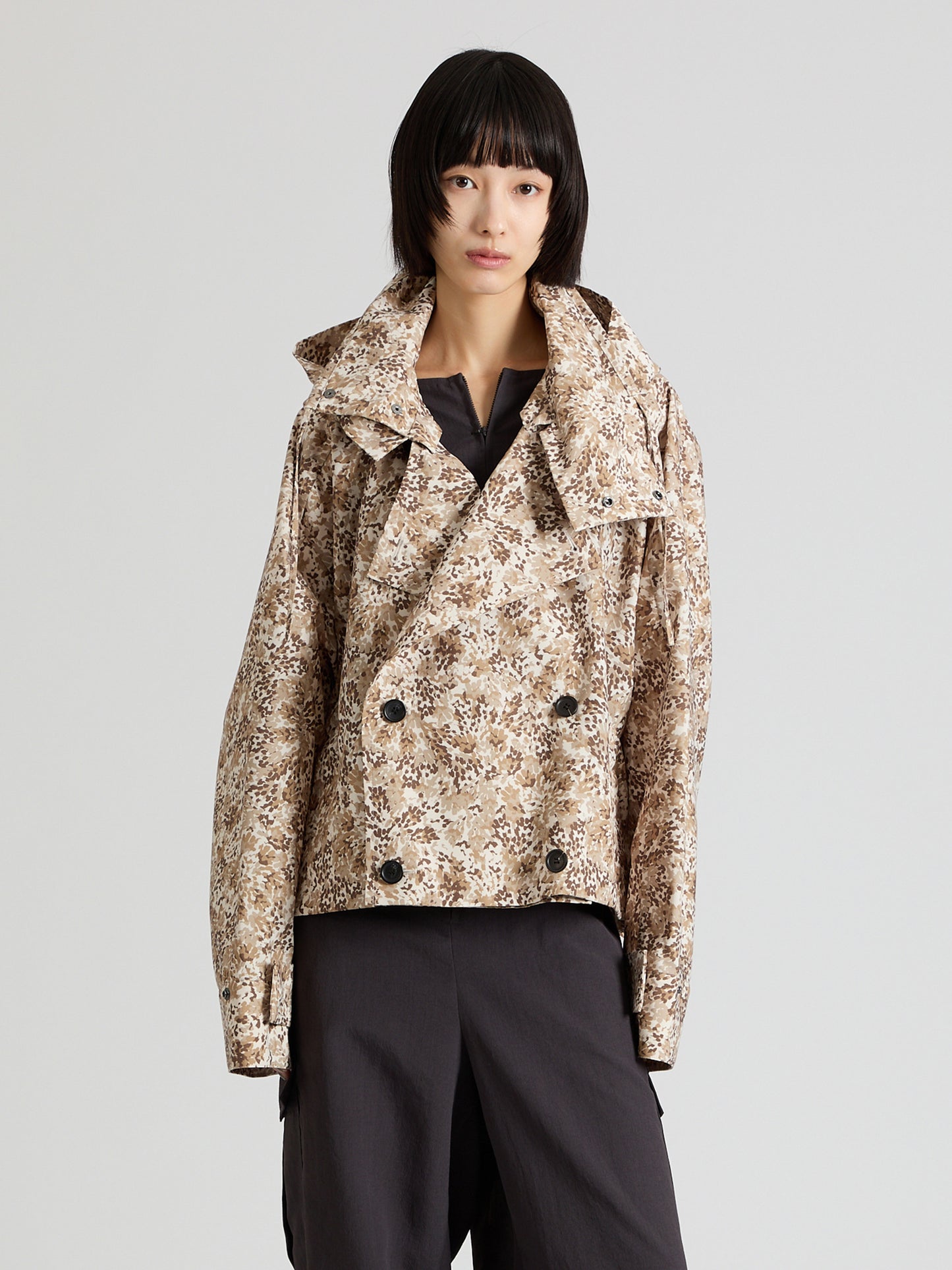 Printed Taffeta Short Trench