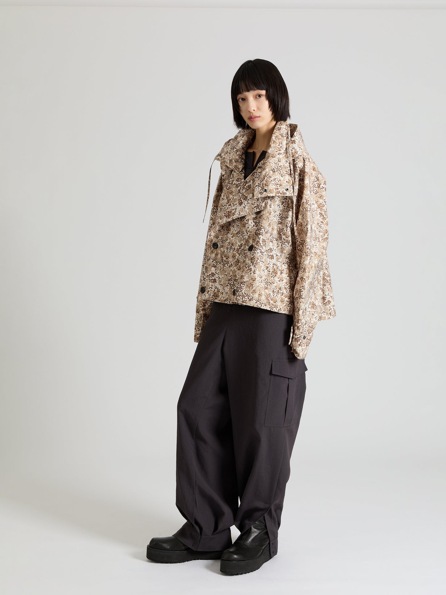 Printed Taffeta Short Trench