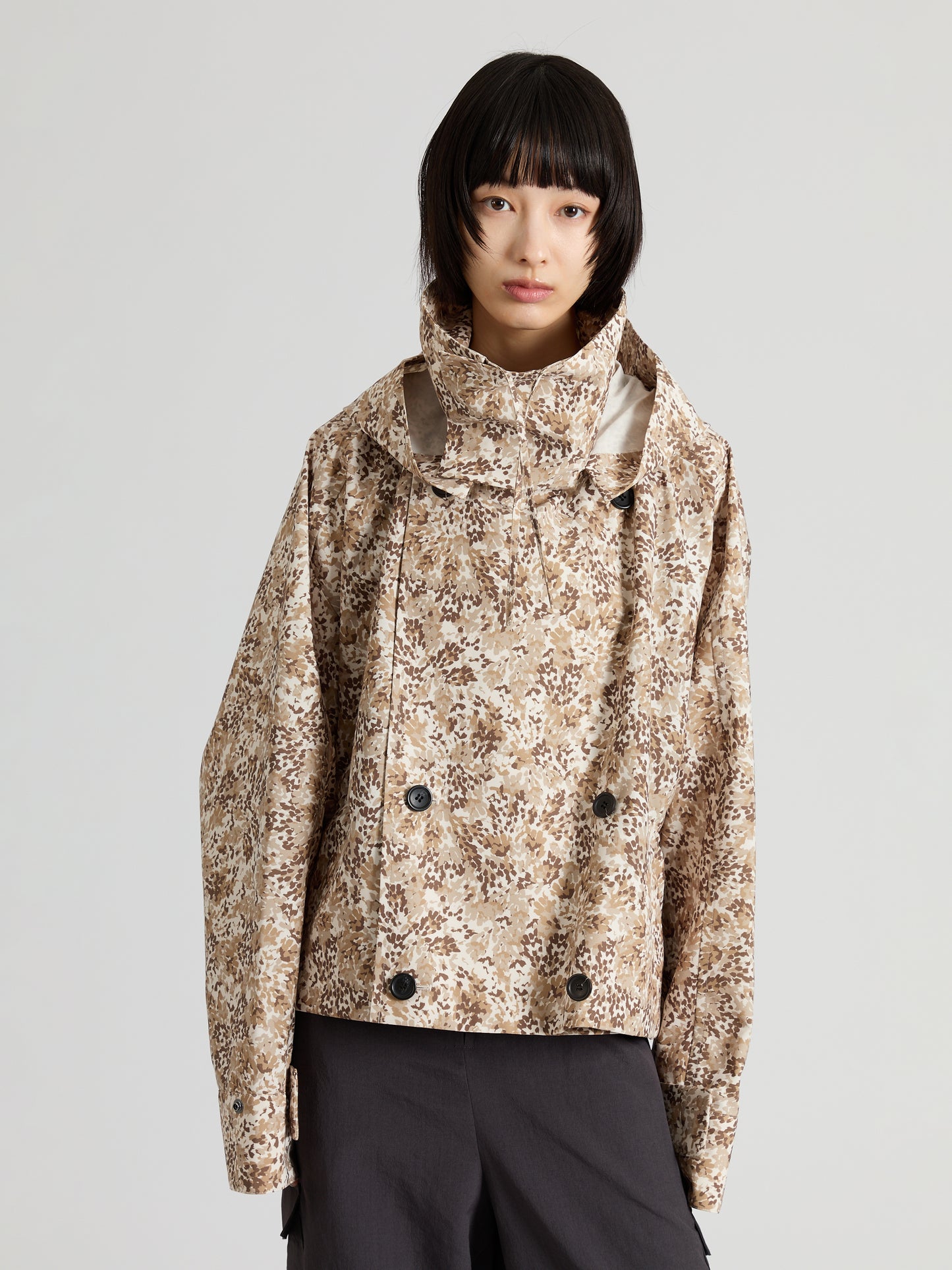 Printed Taffeta Short Trench