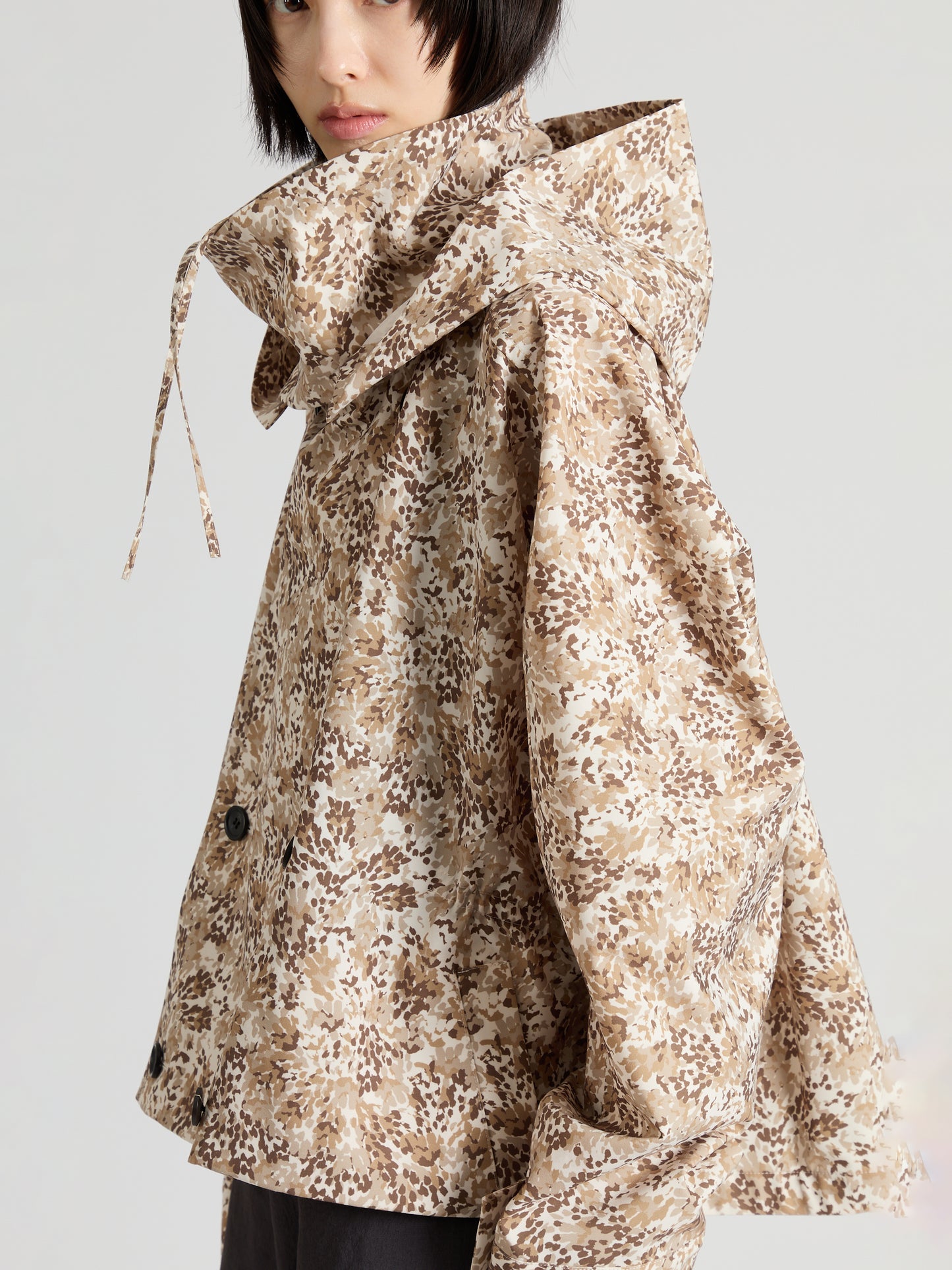 Printed Taffeta Short Trench