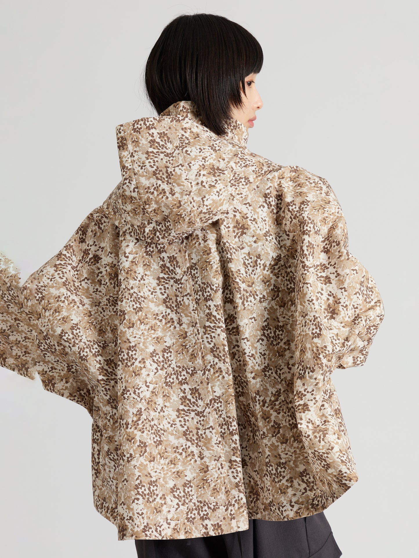 Printed Taffeta Short Trench