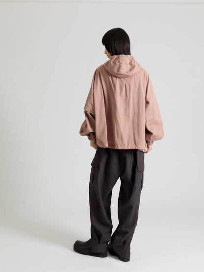 Garment Dye Cotton Satin Short Blouson