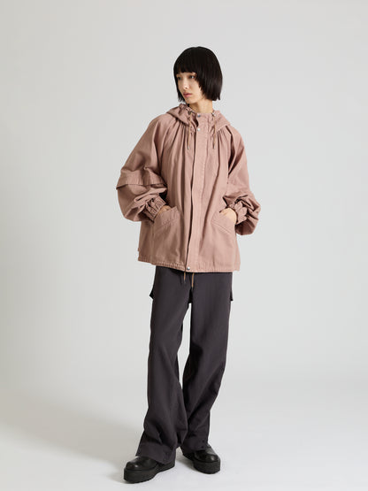 Garment Dye Cotton Satin Short Blouson