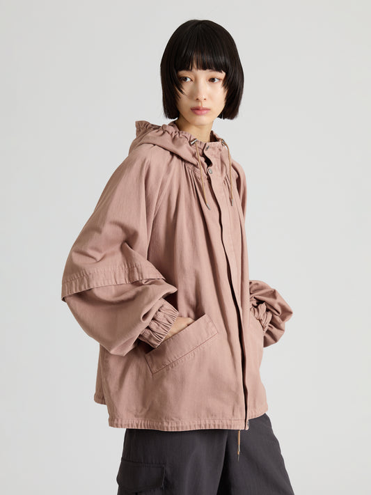 Garment Dye Cotton Satin Short Blouson