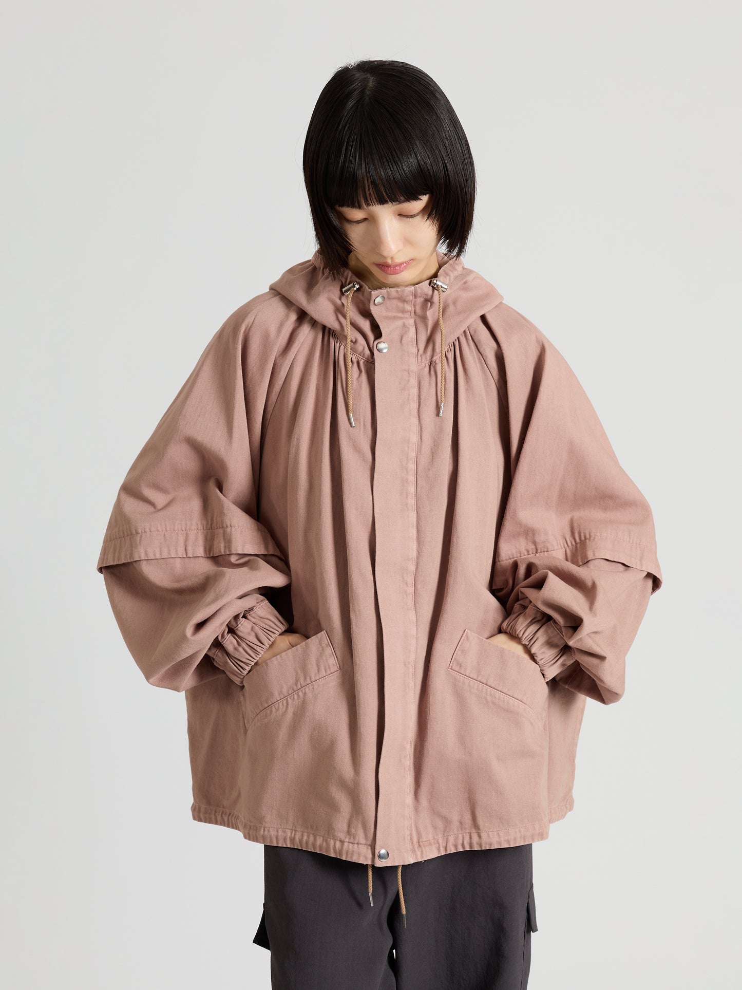 Garment Dye Cotton Satin Short Blouson