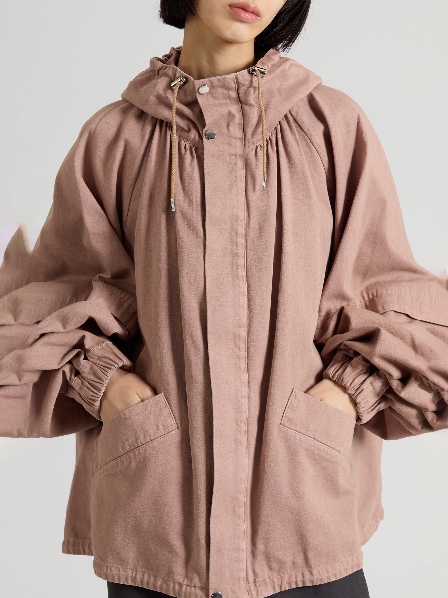 Garment Dye Cotton Satin Short Blouson