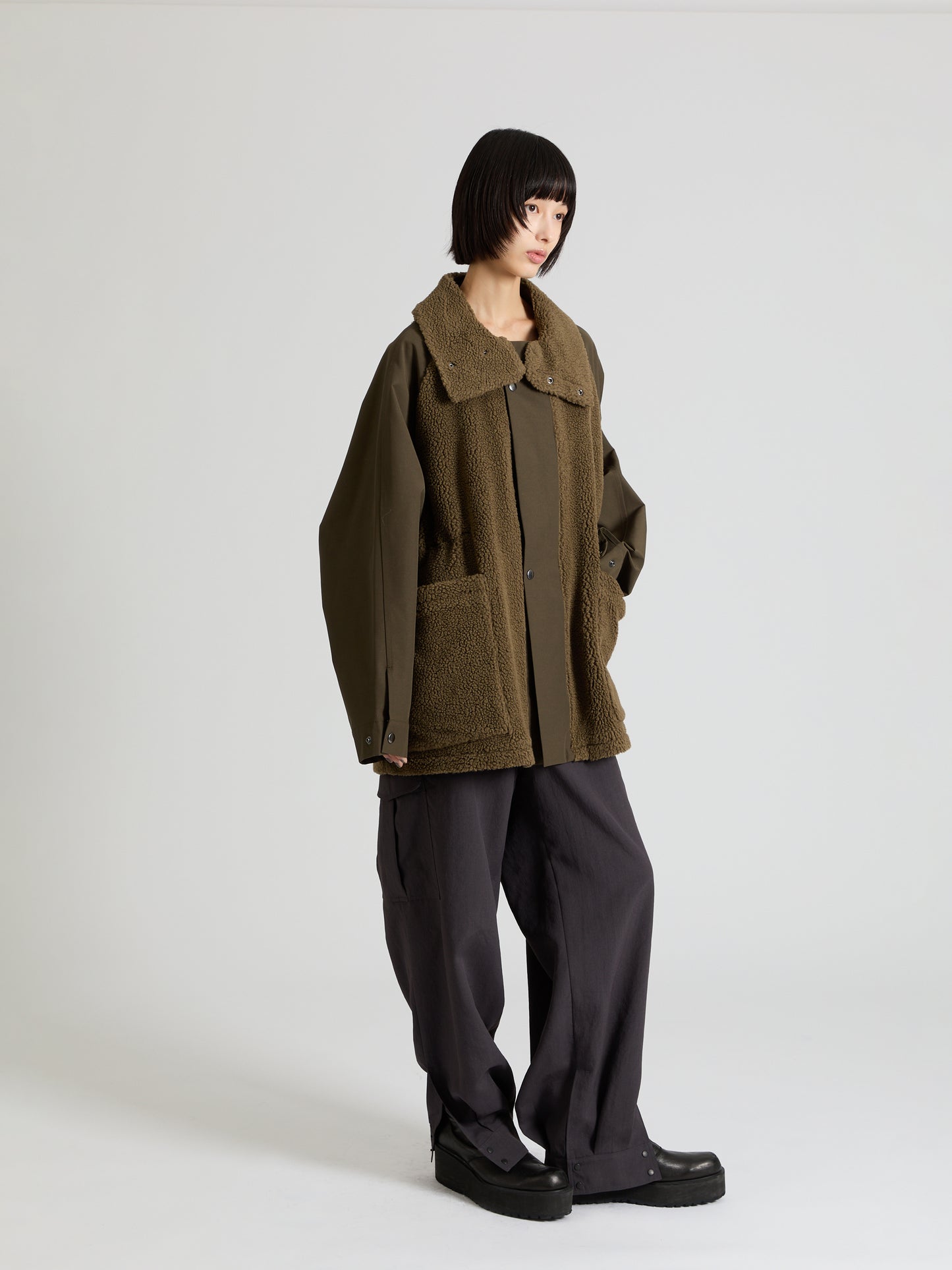 Taffeta × Boa Soutien Collar Coat