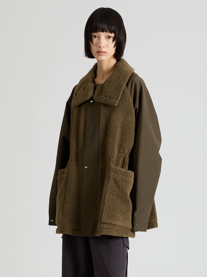 Taffeta × Boa Soutien Collar Coat