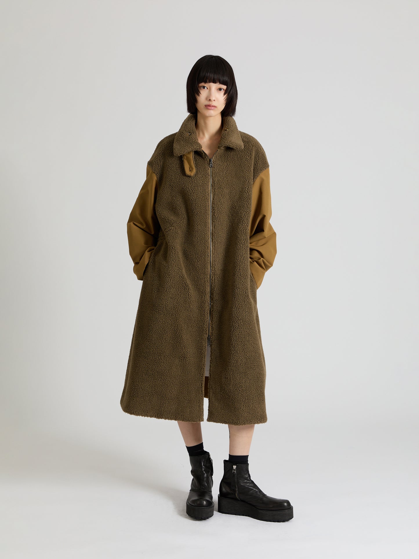 Taffeta X Boa Reversible Coat