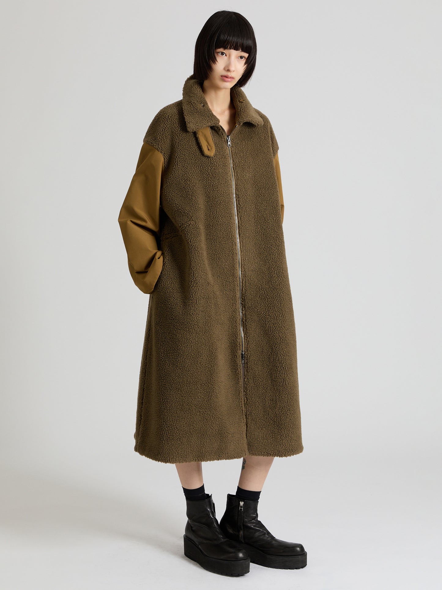 Taffeta X Boa Reversible Coat