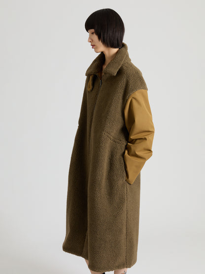 Taffeta X Boa Reversible Coat