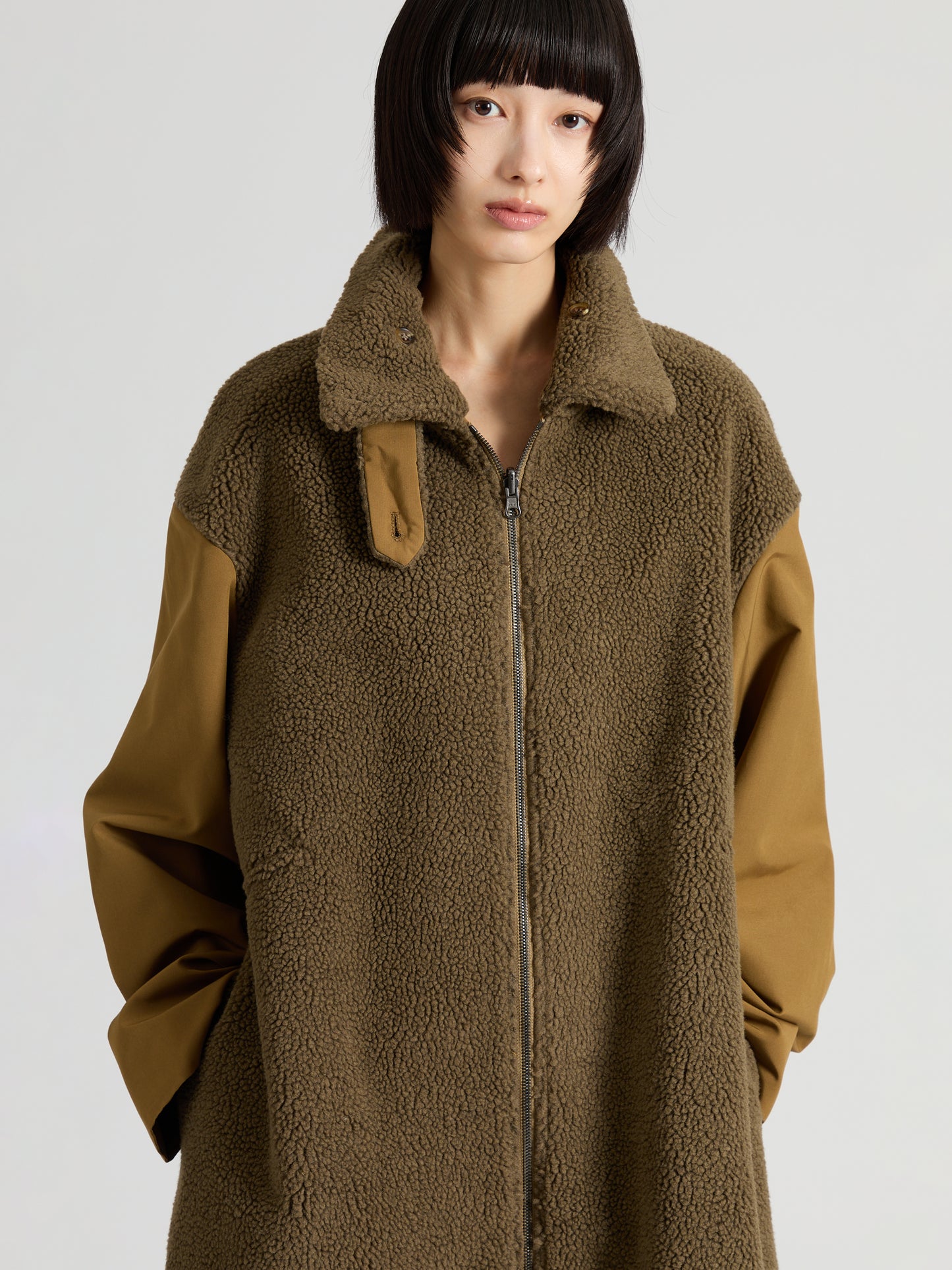 Taffeta X Boa Reversible Coat