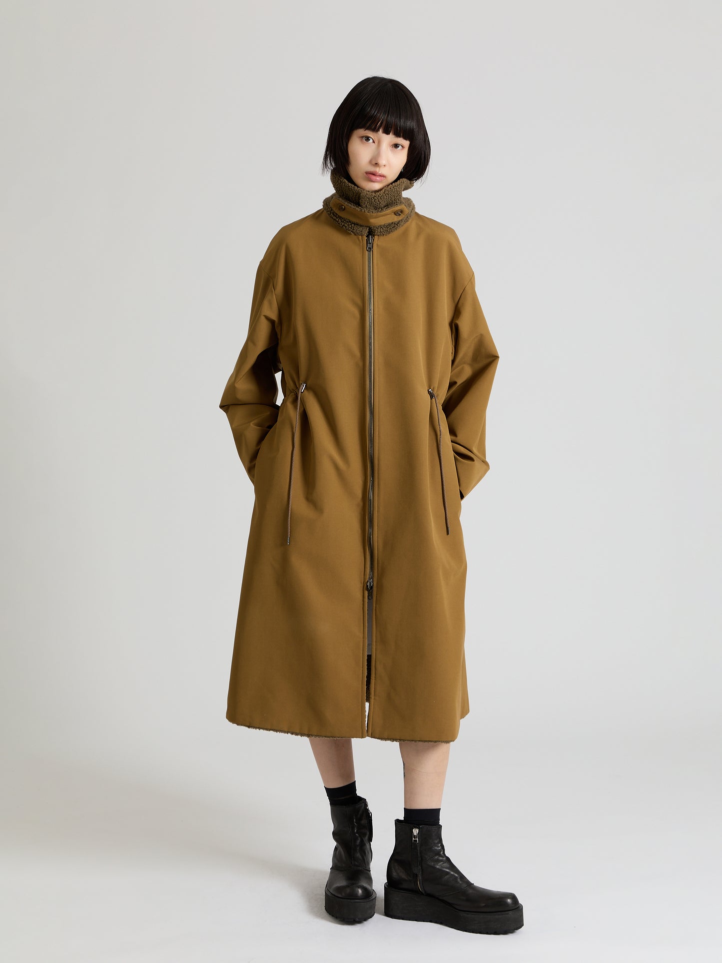 Taffeta X Boa Reversible Coat