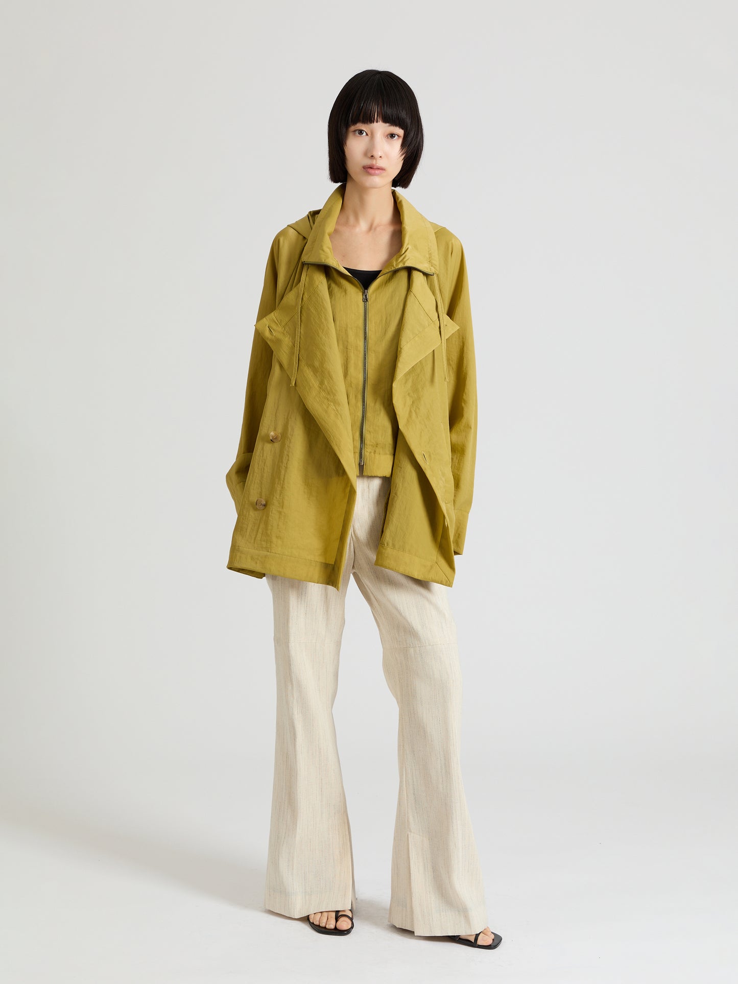 Nylon Twill Layered Short Coat