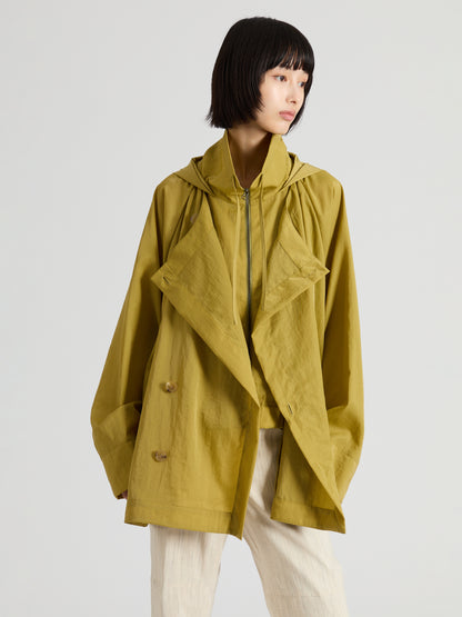 Nylon Twill Layered Short Coat