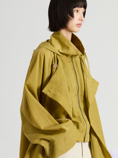 Nylon Twill Layered Short Coat